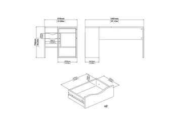 Taketo Skrivbord 81x145,1 cm - Vit - Möbler - Bord & matgrupper - Kontorsbord - Skrivbord