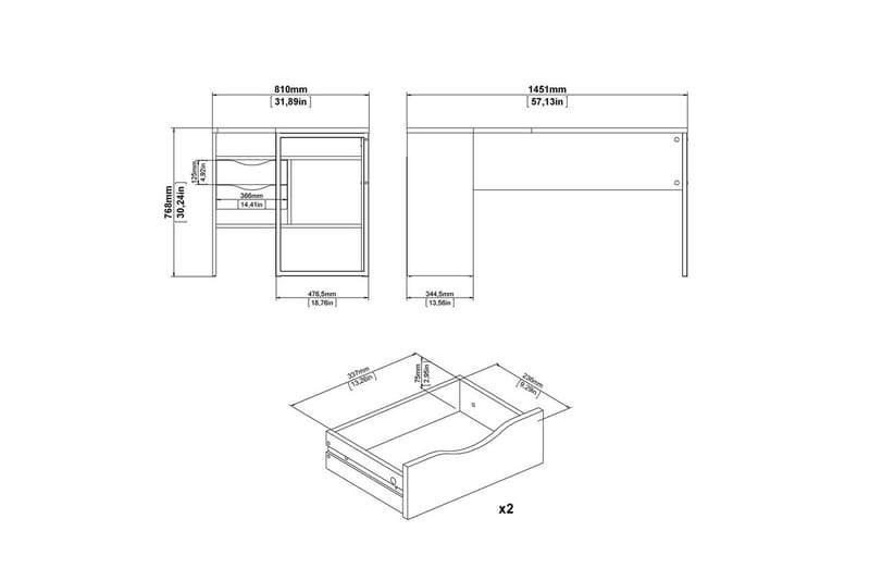 Taketo Skrivbord 81x145,1 cm - Vit - Möbler - Bord & matgrupper - Kontorsbord - Skrivbord