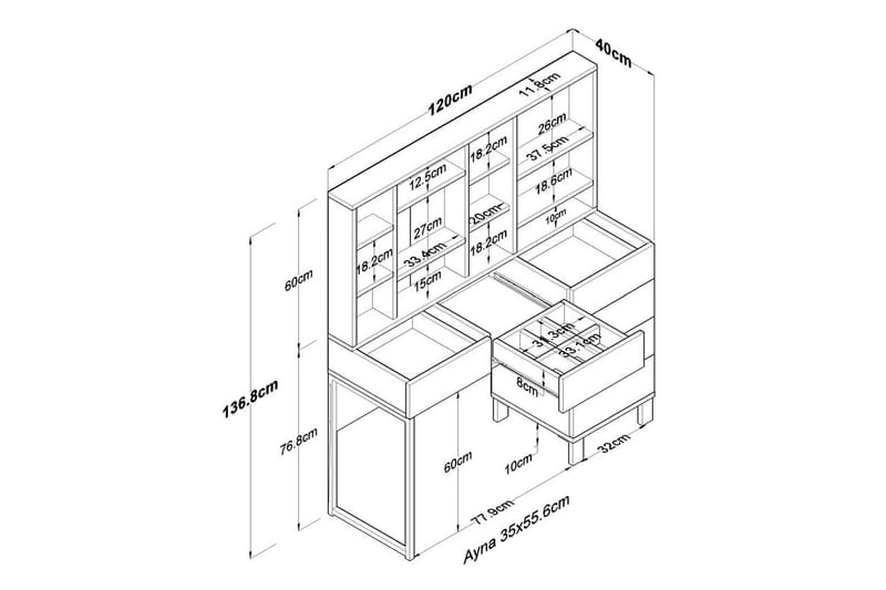 Talros Sminkbord 120 cm - Vit - Möbler - Bord & matgrupper - Kontorsbord - Skrivbord