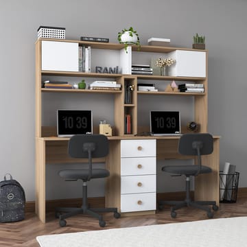 Tavren Skrivbord 180x166,3x50 cm - Valnöt och vit - Möbler - Bord & matgrupper - Kontorsbord - Skrivbord