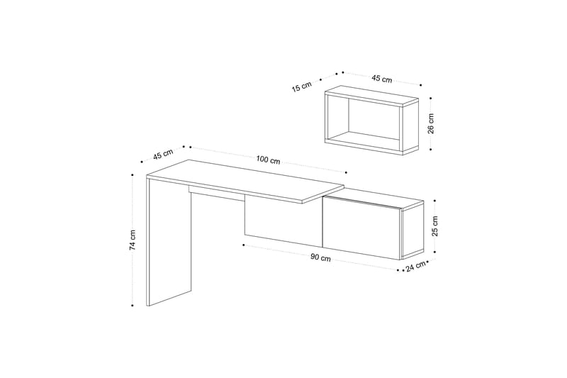 Tiff Skrivbord 74x45 cm Vit/Brun - Hanah Home - Möbler - Bord & matgrupper - Kontorsbord - Skrivbord