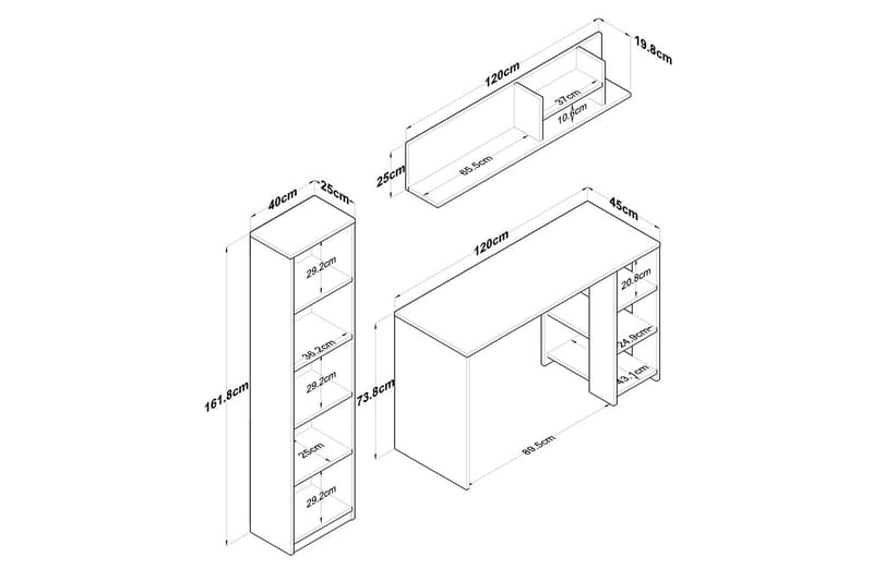 Traven Skrivbord 45x160 cm - Vit - Möbler - Bord & matgrupper - Kontorsbord - Skrivbord