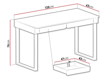 Travic Skrivbord 125 cm med Lådor i Trä med Ekutseende - Beige - Möbler - Bord & matgrupper - Kontorsbord - Skrivbord