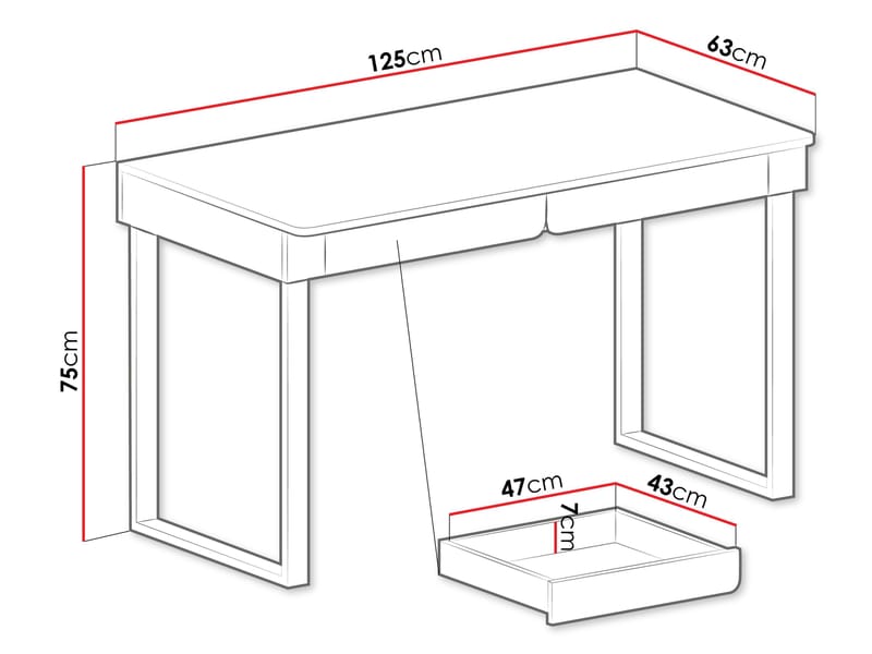 Travic Skrivbord 125 cm med Lådor i Trä med Ekutseende - Beige - Möbler - Bord & matgrupper - Kontorsbord - Skrivbord