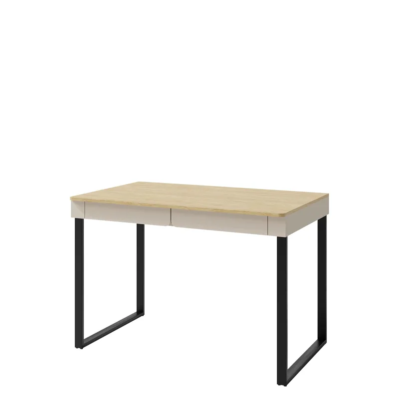 Travic Skrivbord 125 cm med Lådor i Trä med Ekutseende, Beige