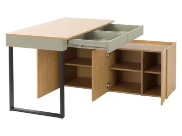 Travic Skrivbord 228 cm med Förvaring i Trä med Metallstativ - Träfärgad - Möbler - Bord & matgrupper - Kontorsbord - Skrivbord