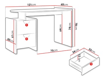 Zarek Skrivbord 121 cm - brun, blå och beige - Möbler - Bord & matgrupper - Kontorsbord - Skrivbord