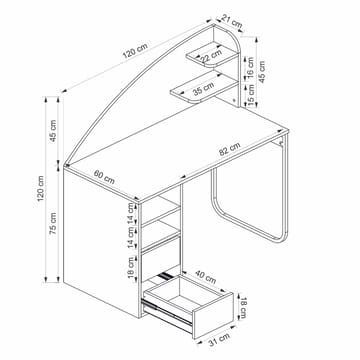 Zavio Skrivbord 120x120x60 cm - Antracit/Valnöt - Möbler - Bord & matgrupper - Kontorsbord - Skrivbord