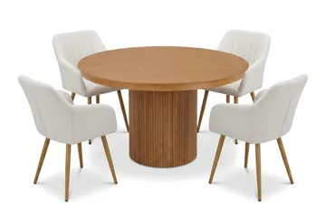 Kopparbo Förlängningsbart runt 120-220 cm Ek med 4 Filippa Matstolar - Ek - Möbler - Bord & matgrupper - Matgrupper