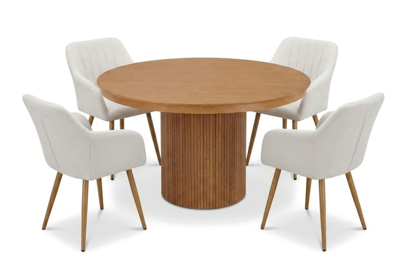 Kopparbo Förlängningsbart runt 120-220 cm Ek med 4 Filippa Matstolar - Ek - Möbler - Bord & matgrupper - Matgrupper