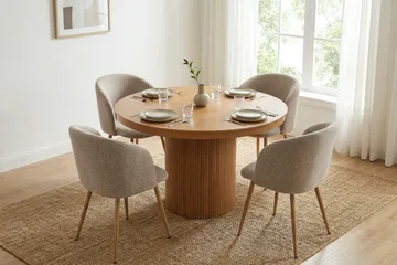 Kopparbo Förlängningsbart runt 120-220 cm Ek med 4 Greya Matstolar - Ek - Möbler - Bord & matgrupper - Matgrupper