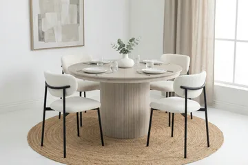 Kopparbo Förlängningsbart runt 120-220 cm med 4 Lucy Matstolar - Vitlaserad ek - Möbler - Bord & matgrupper - Matgrupper