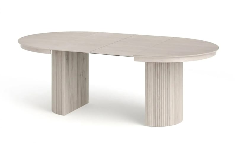 Kopparbo Förlängningsbart runt 120-220 cm Vitlaserad med 4 Lucy Matstolar - Vitlaserad/Vit - Möbler - Bord & matgrupper - Matgrupper