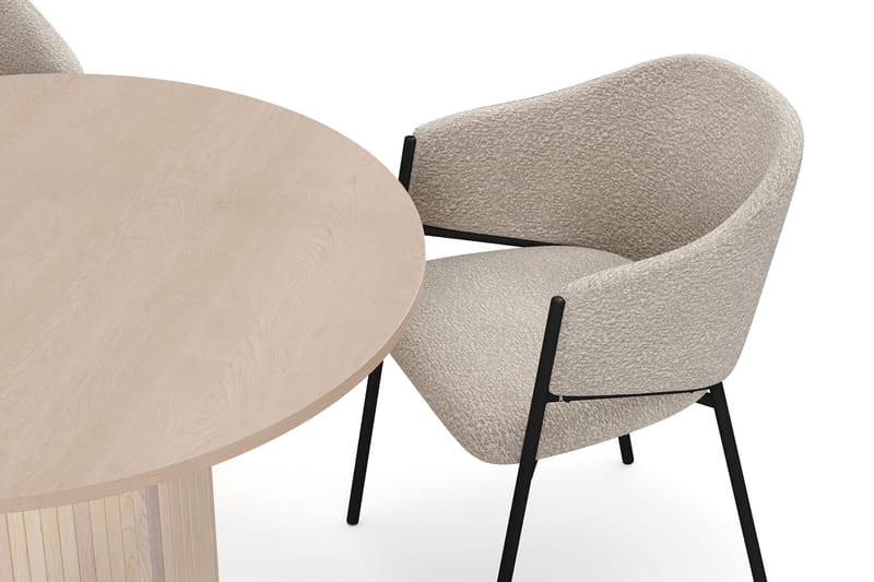 Kopparbo Matbord 106 cm med 4 Filip Matstolar - White / Taupe Bouclé - Möbler - Bord & matgrupper - Matgrupper