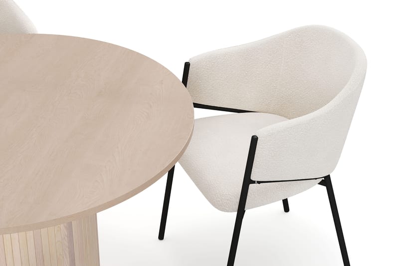Kopparbo Matbord 106 cm med 4 Filip Matstolar - White / Vit Bouclé - Möbler - Bord & matgrupper - Matgrupper