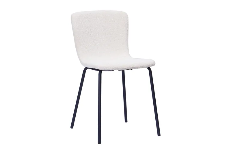 Kopparbo Matbord 106 cm med 4 Katy Matstolar - White / Vit Bouclé / Metallben Svart - Möbler - Bord & matgrupper - Matgrupper