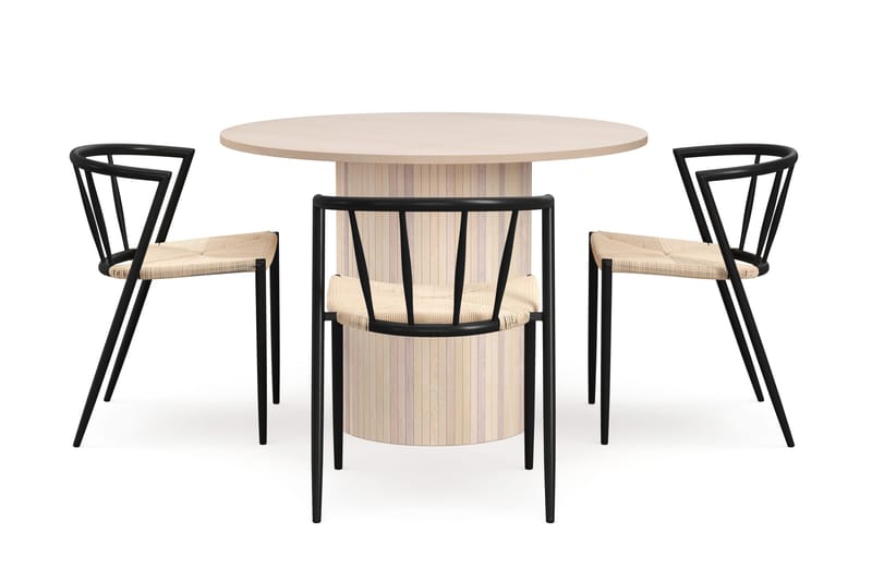 Kopparbo Matbord 106 cm med 4 Winston Matstolar - White / Beige / Metallben Svart - Möbler - Bord & matgrupper - Matgrupper