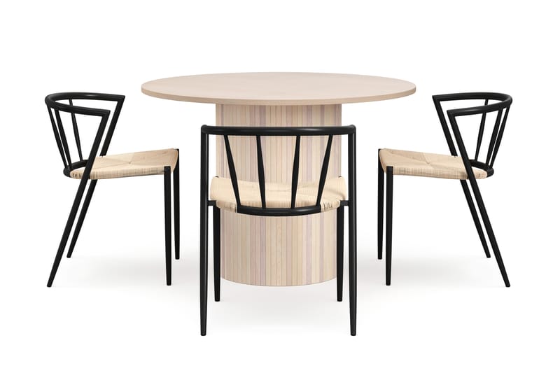 Kopparbo Matbord 106 cm med 4 Winston Matstolar - White / Beige / Metallben Svart - Möbler - Bord & matgrupper - Matgrupper