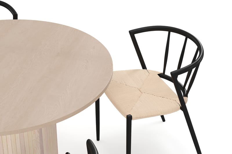 Kopparbo Matbord 106 cm med 4 Winston Matstolar - White / Beige / Metallben Svart - Möbler - Bord & matgrupper - Matgrupper