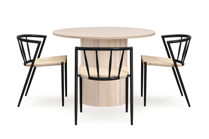 Kopparbo Matbord 106 cm med 4 Winston Matstolar - White / Beige / Metallben Svart - Möbler - Bord & matgrupper - Matgrupper