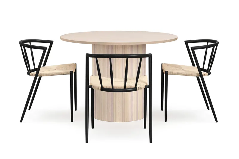 Kopparbo Matbord 106 cm med 4 Winston Matstolar - White / Beige / Metallben Svart - Möbler - Bord & matgrupper - Matgrupper