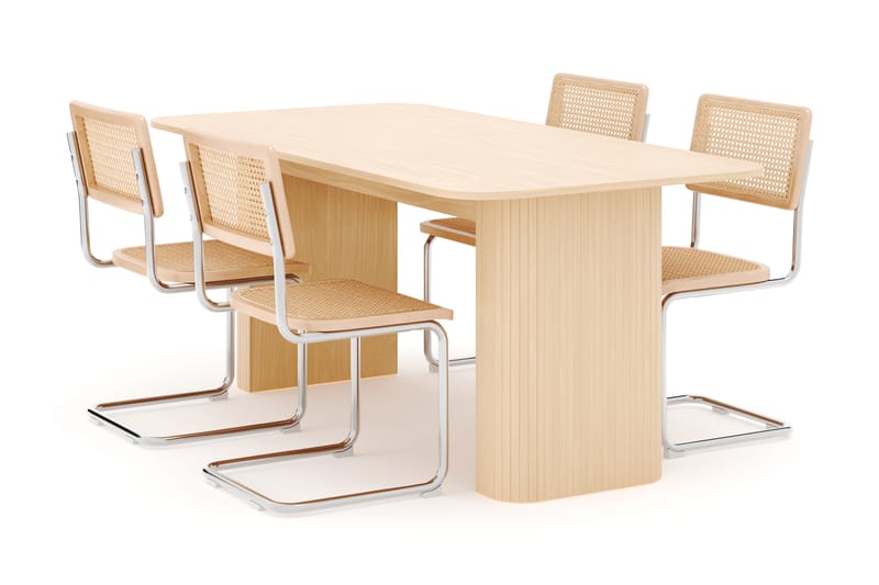Kopparbo Matbord 160-220 cm Förlängningsbart med 4 st Build Matstolar - Vit - Möbler - Bord & matgrupper - Matgrupper