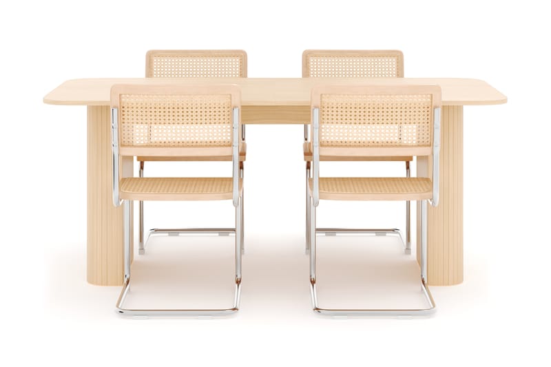 Kopparbo Matbord 160-220 cm Förlängningsbart med 4 st Build Matstolar - Vit - Möbler - Bord & matgrupper - Matgrupper