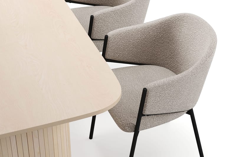 Kopparbo Matbord 160 cm med 4 Filip Matstolar - White / Taupe Bouclé - Möbler - Bord & matgrupper - Matgrupper