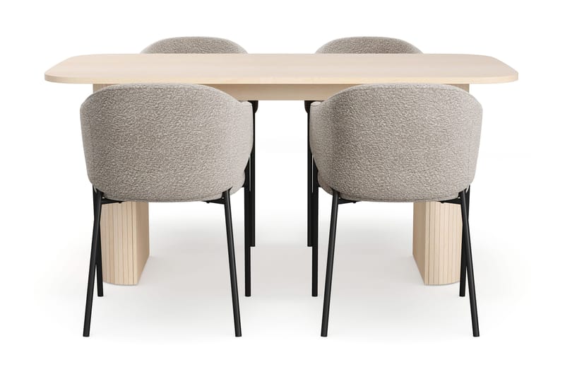Kopparbo Matbord 160 cm med 4 Filip Matstolar - White / Taupe Bouclé - Möbler - Bord & matgrupper - Matgrupper