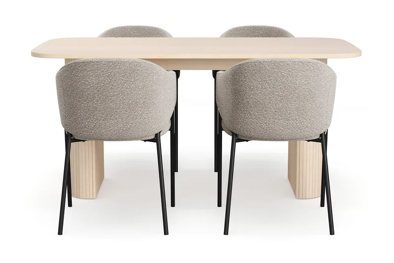 Kopparbo Matbord 160 cm med 4 Filip Matstolar - White / Taupe Bouclé - Möbler - Bord & matgrupper - Matgrupper