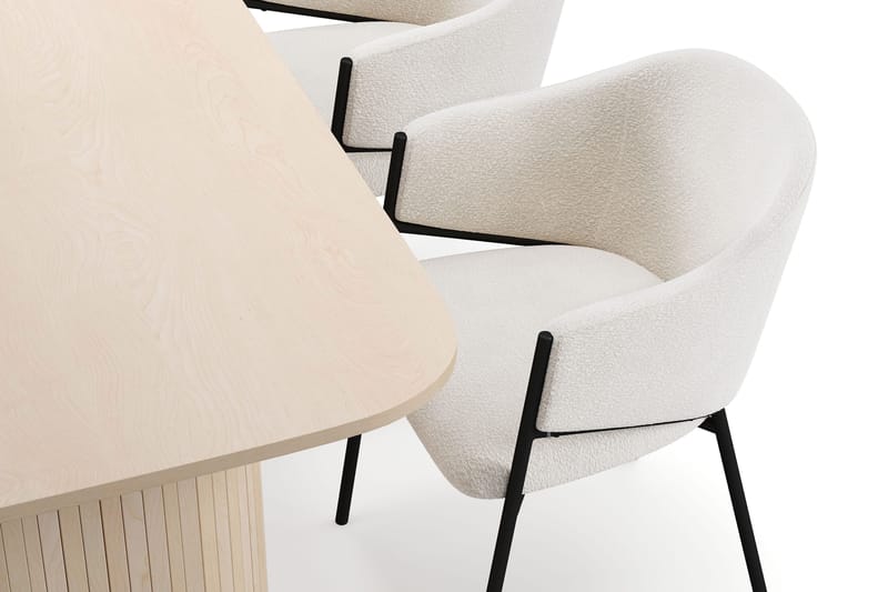Kopparbo Matbord 160 cm med 4 Filip Matstolar - White / Vit Bouclé - Möbler - Bord & matgrupper - Matgrupper