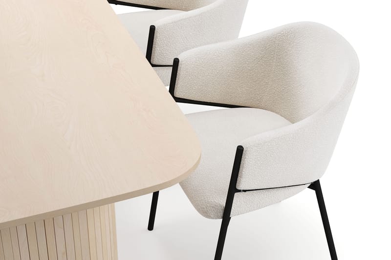 Kopparbo Matbord 160 cm med 4 Filip Matstolar - White / Vit Bouclé - Möbler - Bord & matgrupper - Matgrupper