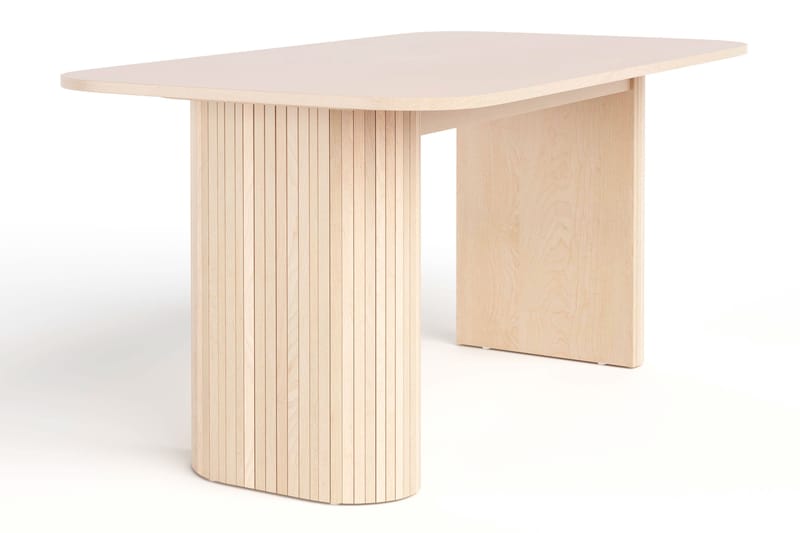 Kopparbo Matbord 160 cm med 4 Katy Matstolar - White / Greige Bouclé / Metallben Svart - Möbler - Bord & matgrupper - Matgrupper