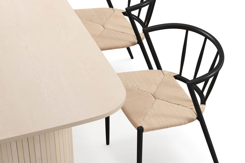 Kopparbo Matbord 160 cm med 4 Winston Matstolar - White / Beige / Metallben Svart - Möbler - Bord & matgrupper - Matgrupper