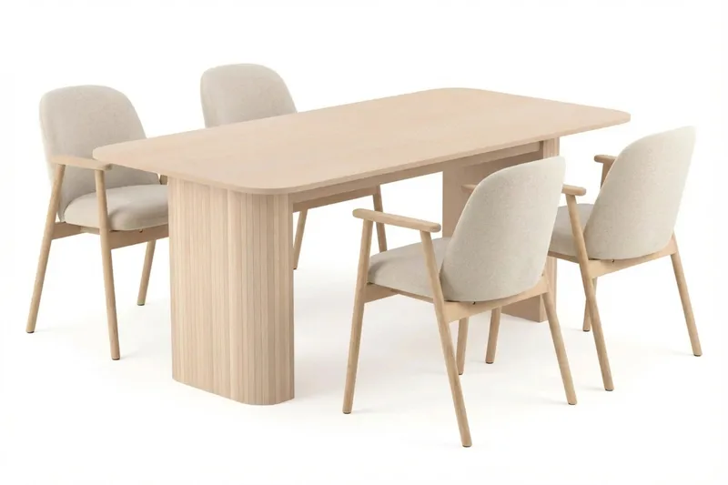 Kopparbo Matbord 180-240 cm Förlängningsbart med 4 Reciclar Matstolar, undefined