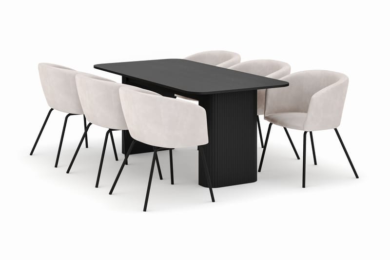 Kopparbo Matbord 180-240 cm Förlängningsbart med 6 Berit Stolar - Svart - Möbler - Bord & matgrupper - Matgrupper
