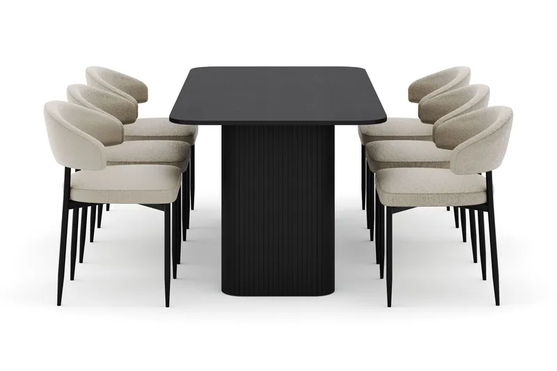 Kopparbo Matbord 180-240 cm Förlängningsbart med 6 Sawako Stolar - Svart - Möbler - Bord & matgrupper - Matgrupper