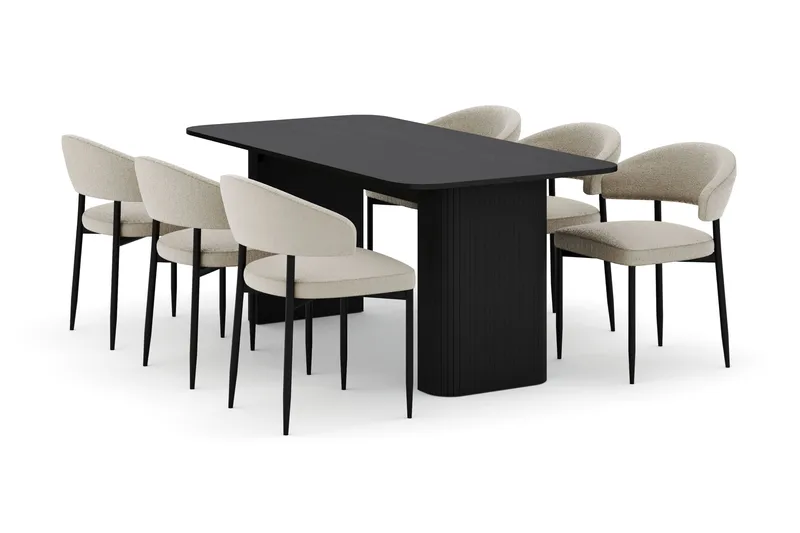 Kopparbo Matbord 180-240 cm Förlängningsbart med 6 Sawako Stolar - Svart - Möbler - Bord & matgrupper - Matgrupper