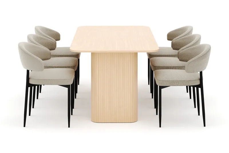 Kopparbo Matbord 180-240 cm Förlängningsbart med 6 Sawako Stolar - Vit - Möbler - Bord & matgrupper - Matgrupper