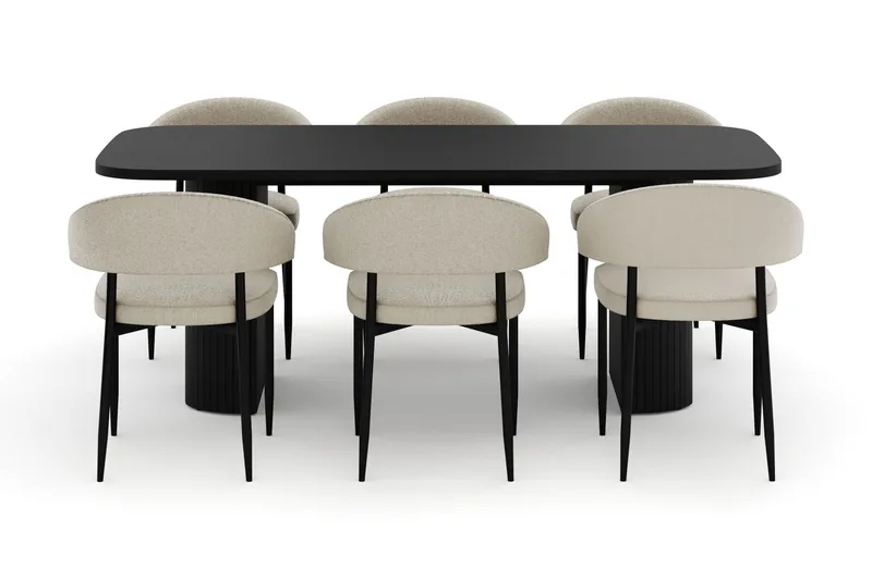 Kopparbo Matbord 180-240 cm Förlängningsbart med 6 Sawako Stolar - Vit - Möbler - Bord & matgrupper - Matgrupper