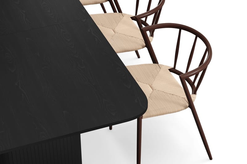 Kopparbo Matbord 180-240 cm Förlängningsbart med 6 Winston Matstolar - Svart / Beige / Metallben Rökt ek - Möbler - Bord & matgrupper - Matgrupper