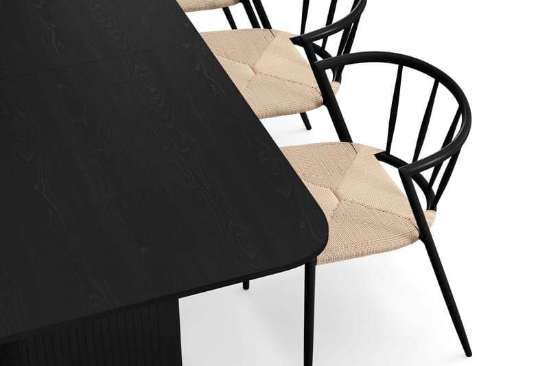 Kopparbo Matbord 180-240 cm Förlängningsbart med 6 Winston Matstolar - Svart / Beige / Metallben Svart - Möbler - Bord & matgrupper - Matgrupper