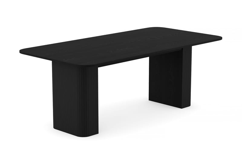 Kopparbo Matbord 200-260 cm Förlängningsbart med 4 Katy Matstolar, Svart / Greige Bouclé / Metallben Svart