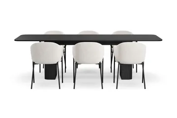 Kopparbo Matbord 200-260 cm Förlängningsbart med 6 Filip Matstolar - Svartlaserad ek - Möbler - Bord & matgrupper - Matgrupper