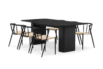 Kopparbo Matbord 200-260 cm Förlängningsbart med 6 Winston Matstolar - Svartlaserad ek - Möbler - Bord & matgrupper - Matgrupper