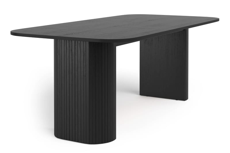 Kopparbo Matbord 200 cm med 4 Katy Matstolar - Svart / Greige Bouclé / Metallben Svart - Möbler - Bord & matgrupper - Matgrupper