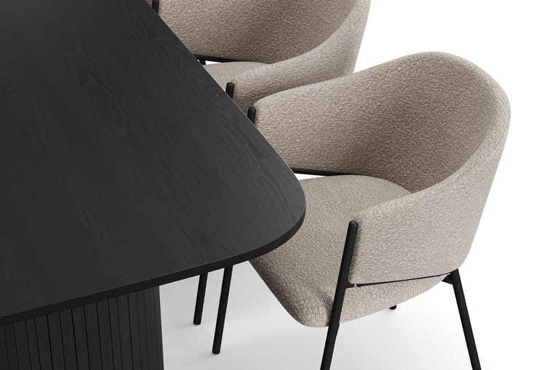 Kopparbo Matbord 200 cm med 6 Filip Matstolar - Svart / Taupe Bouclé - Möbler - Bord & matgrupper - Matgrupper