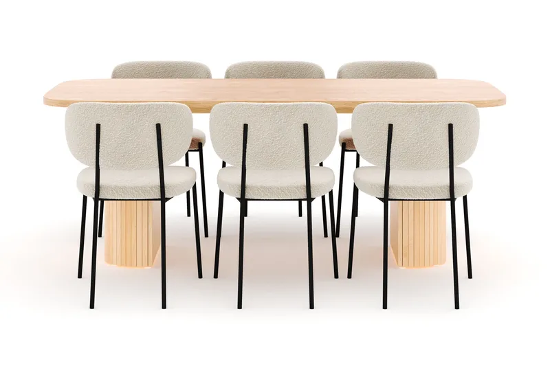 Kopparbo Matbord 200 cm med 6 Gemmiano Stolar - Natur - Möbler - Bord & matgrupper - Matgrupper