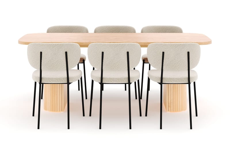 Kopparbo Matbord 200 cm med 6 Gemmiano Stolar - Natur - Möbler - Bord & matgrupper - Matgrupper