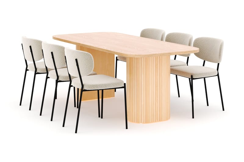 Kopparbo Matbord 200 cm med 6 Gemmiano Stolar - Natur - Möbler - Bord & matgrupper - Matgrupper